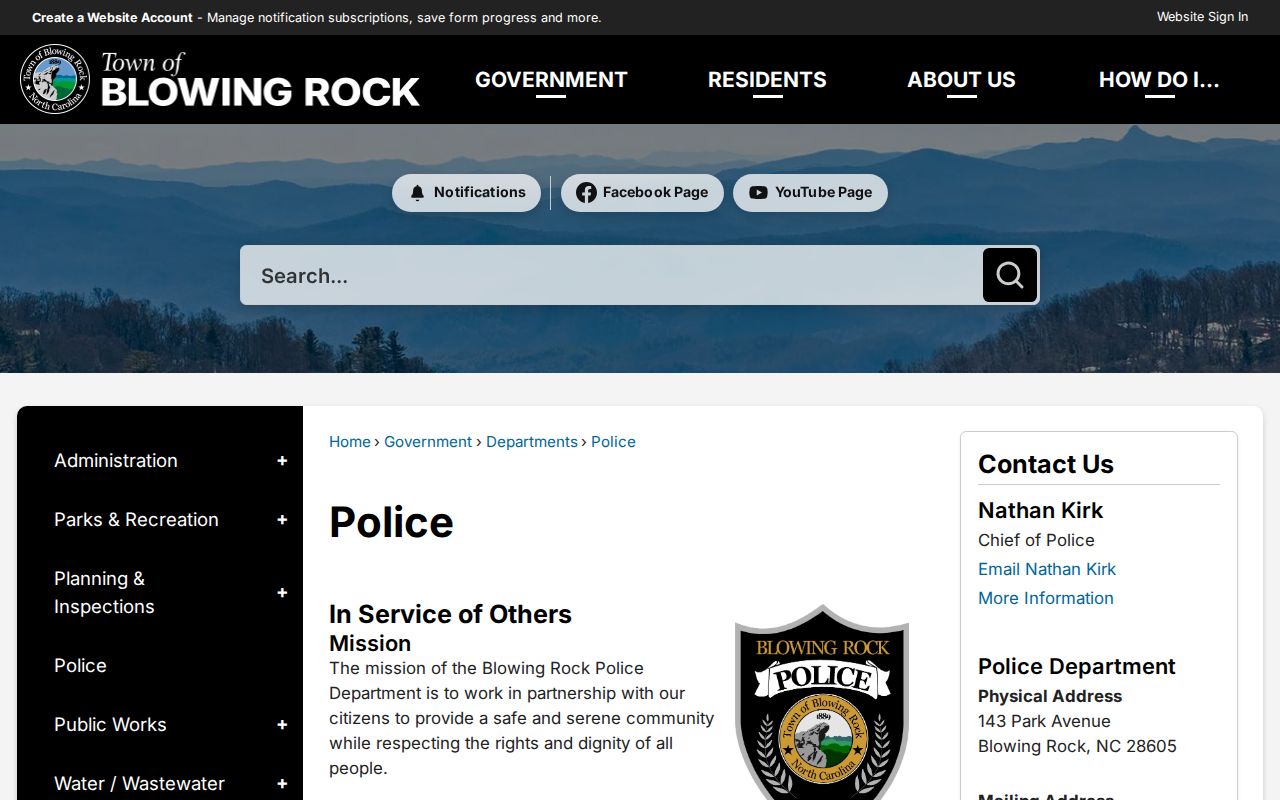 Watauga County Blowing Rock court record police and parking information page