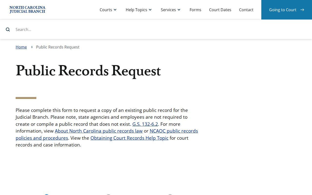 Watauga County case lookup NCAOC public records request page