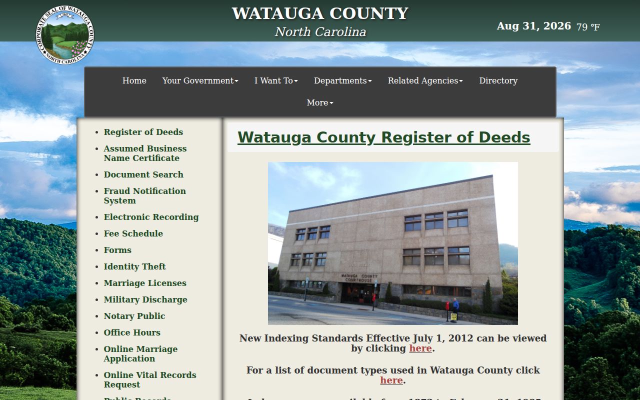 Watauga County civil docket Register of Deeds boundary reference