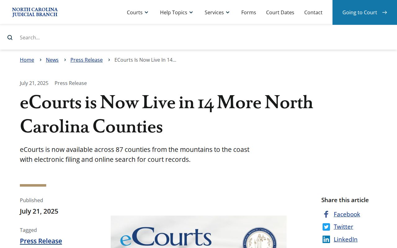 Watauga County criminal docket eCourts launch notice