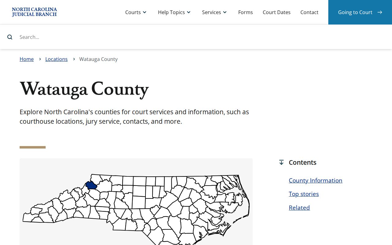 Watauga County court docket official court location information
