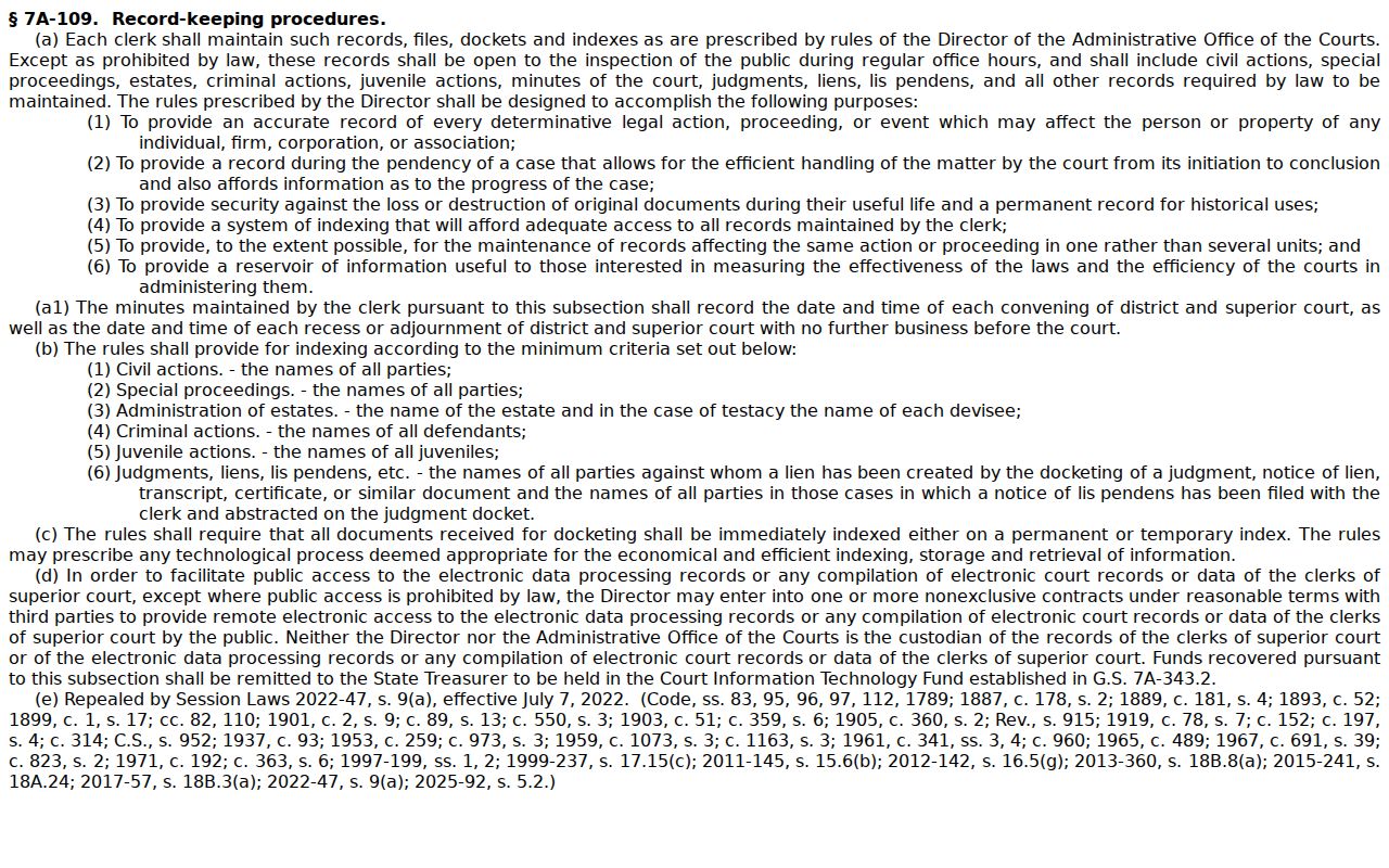 Watauga County court docket public access statute