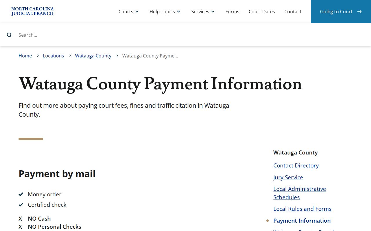 Watauga County traffic ticket payment information